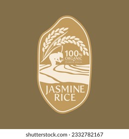 diseño vectorial del logotipo de la pancarta del producto natural orgánico premium de arroz