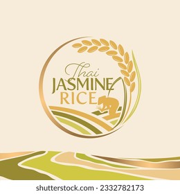 diseño vectorial del logotipo de la pancarta del producto natural orgánico premium de arroz