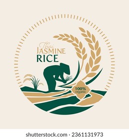 paddy rice premium organic natural product banner logo vector design