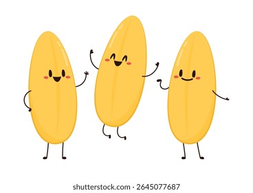 Paddy or Rice seed character design. rice vector on white background. rice seed.