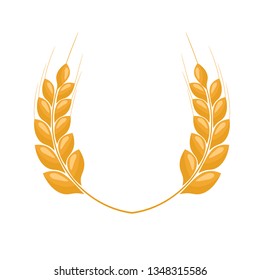 Paddy Wheat ears laurel style for logo or symbol. Flat color style design vector illustration.