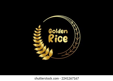 Diseño del logotipo de la gabarra o el trigo color oro estilo de marco de lujo