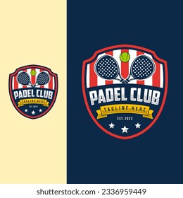 Padel badge emblem logo. Sports label vector illustration for a padel club