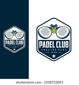 Padel badge emblem logo. Sports label vector illustration for a padel club