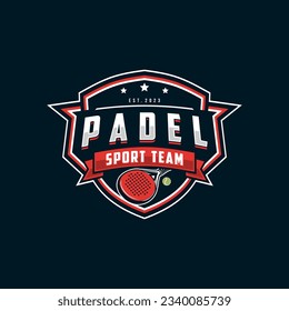 Padel badge emblem logo. Sports label vector illustration for a padel club