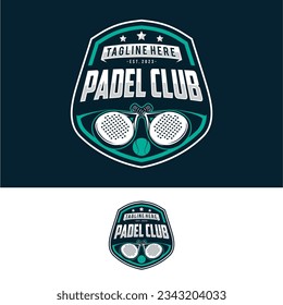 Padel badge emblem logo. Sports label vector illustration for a padel club