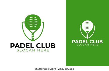 Padel club emblem logo design. Paddle tennis symbol with simple and minimal style. Sport badge vector illustration