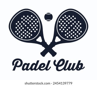 Padel Club Rackets with Tennis Ball Logo Badge Emblem