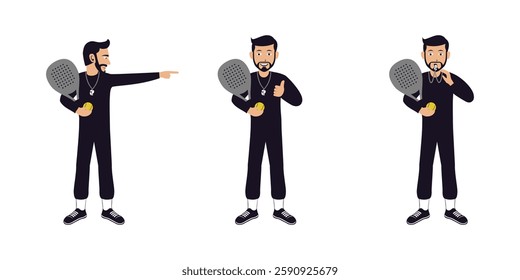 Padel Coach Cartoon Character Illustration vector eps format suitable for your design needs logo illustration animation etc