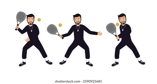 Padel Coach Cartoon Character Illustration vector eps format suitable for your design needs logo illustration animation etc