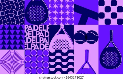 Padel colorful memphis neo geometric design vector. Padel geometric pattern vector illustration.