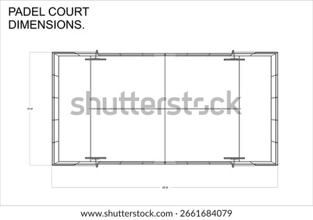 Padel Court Top View with Dimensions – Technical Drawing