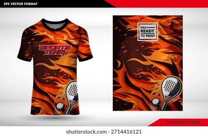 padel fogo t-shirt design conceito vetor ilustração fundo arte modelo