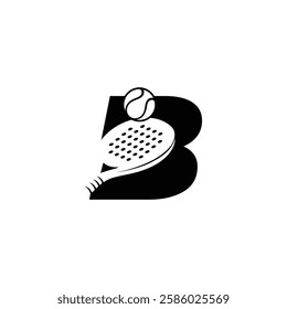 Padel font Letter B padel logo design vector