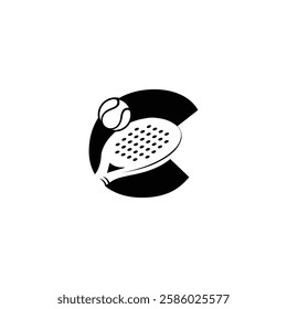 Padel font Letter C padel logo design vector