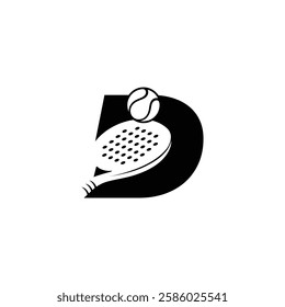 Padel font Letter D padel logo design vector