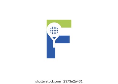Padel font, Letter F padel logo design vector