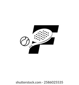 Padel font Letter F padel logo design vector