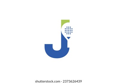 Padel font, Letter J padel logo design vector