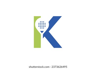 Padel font, Letter K padel logo design vector