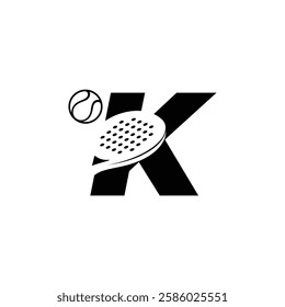 Padel font Letter K padel logo design vector