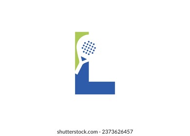 Padel font, Letter L padel logo design vector