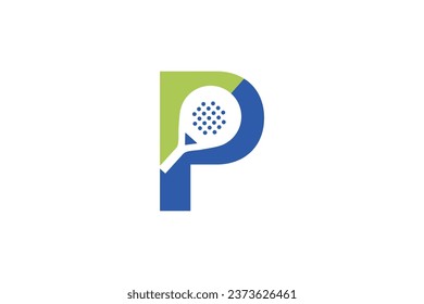 Padel font, Letter P padel logo design vector