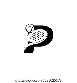 Padel font Letter P padel logo design vector