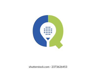 Padel font, Letter Q padel logo design vector