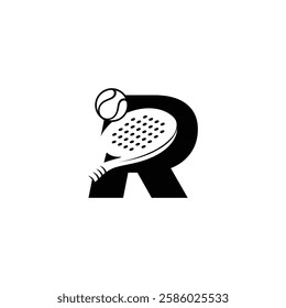 Padel font Letter R padel logo design vector