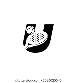 Padel font Letter U padel logo design vector