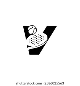 Padel font Letter V padel logo design vector