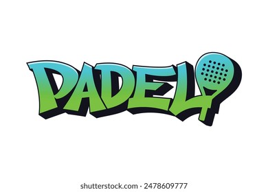 Padel graffiti text logo design vector