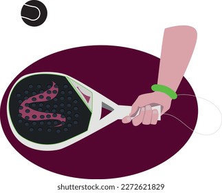 padel grip :vector illustration hand holding a paddle tennis racket