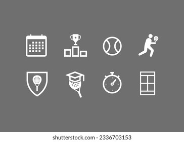 Padel icon set. Padel event, tournament, training icon set symbol vector