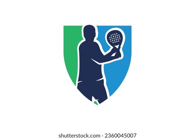 Logo de la insignia de la academia Padel. Vector de diseño de silueta padel