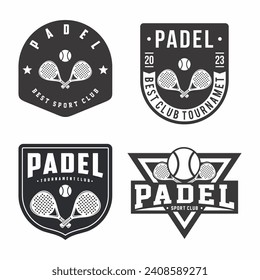 Padel logo collection, emblem set collections. Padel logo badge template bundle