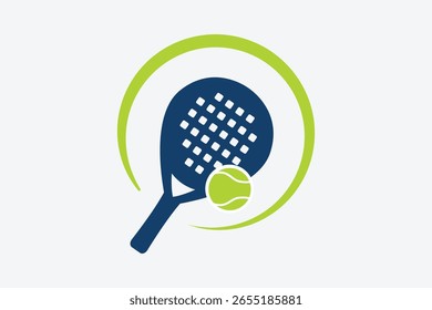 Concepto de logotipo de pádel con simple verde y azul marino