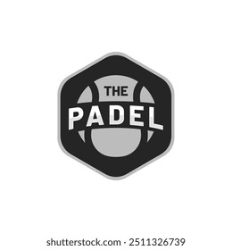 El diseño del logo de THE PADEL en gris claro y oscuro con bola