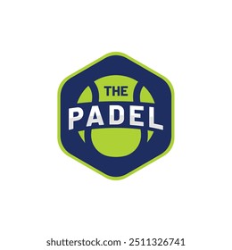 Diseño del logo de THE PADEL en verde claro y oscuro con pelota de pádel