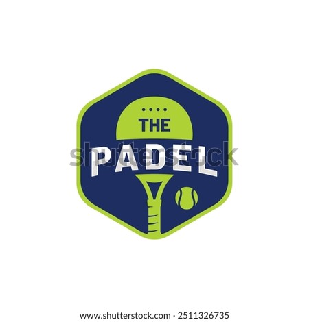 THE PADEL logo design in light and dark green with a padel racket and ball
