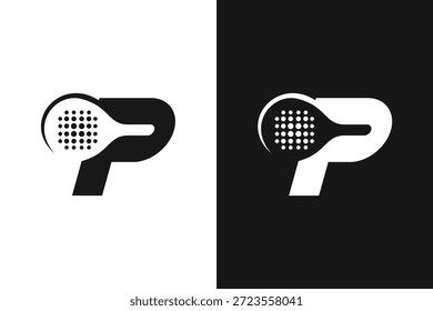 Logotipo Padel, Letra P padel raquete logotipo design vetor
