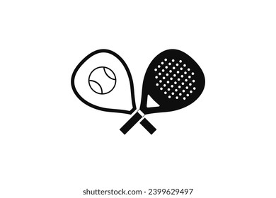 Pareja de padel logotipo Padel Racket con diseño de logo de bola vectorial