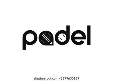 Padel logo, padel racket and ball logo design vector