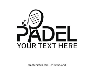 Logo de Padel, raqueta de padel y diseño del logo de bola