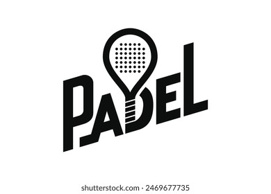 Padel logo, padel racket and ball logo design vector