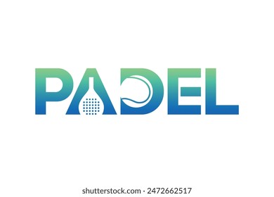 Padel logo, padel racket and ball logo design vector