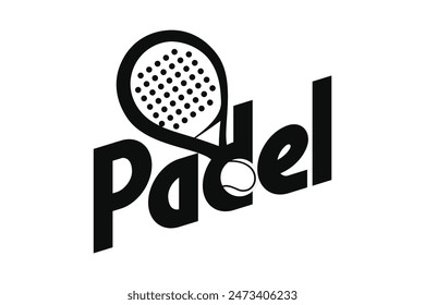 Padel logo, padel racket and ball logo design vector
