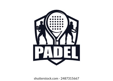 Padel logo padel Racket con bola logo diseño Vector