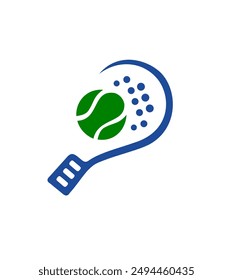 Logotipo de padel, raqueta de padel y Vector de diseño de logotipo de bola